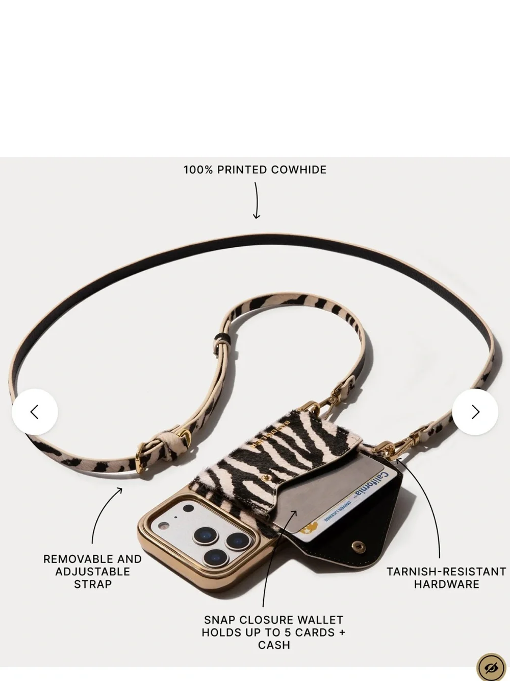 Bandolier Zebra Print Card & Key Holder - Black & White